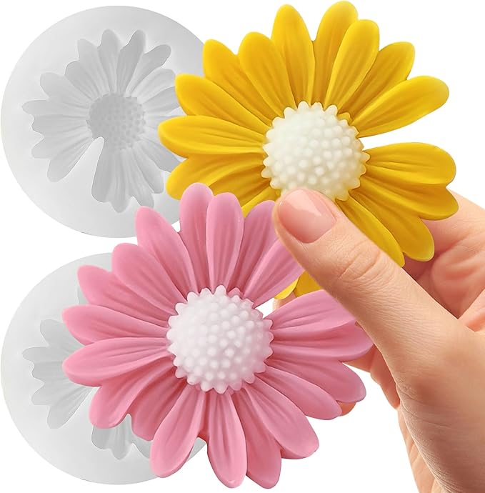 2 Pack Daisy Flower Mold - Resin Casting Silicone Molds for Home Decor & Candle Making Wave Spiral Mold