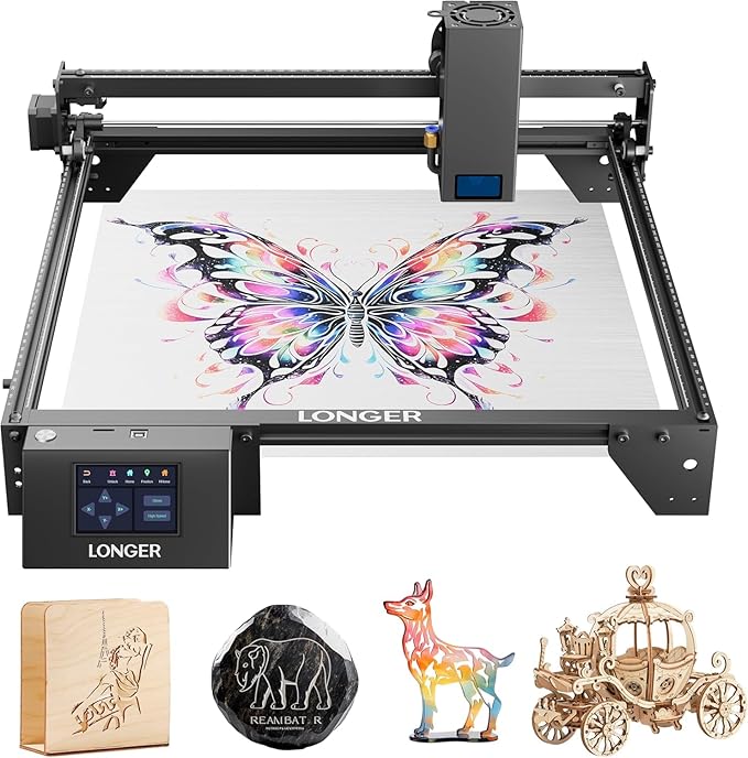 LONGER Laser Engraver Ray5 20000mW CNC Laser Cutter with 3.5" Touch Screen, for Wood Metal Acrylic Glass Leather400x400mm,High Precision DIY Laser Engraving Machine