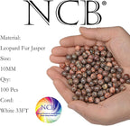 NCB 100pcs Original Natural Stone Beads Gemstone Round Loose Beads 6mm 8mm 10mm (Red Leopard Fur Jasper, 10mm 100Beads)