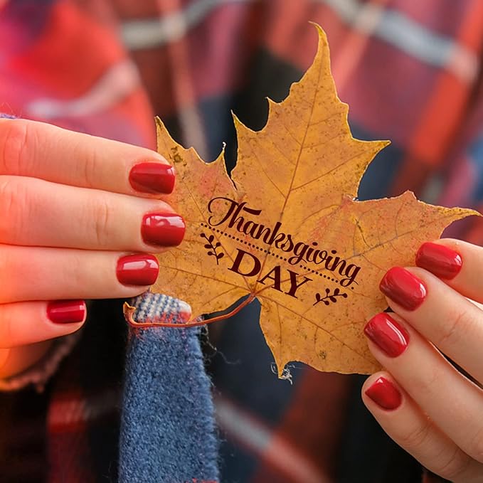 ORIGACH Thanksgiving Autumn Greeting Words Clear Stamps, Thanksgiving Sentiment Words Transparent Silicone Stamps for Card Making Scrapbooking Crafting DIY Decorations 6.3x4.3inches