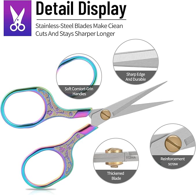 Premium Craft Scissors with Extra Sharp Blades 5 Inch - Ideal For Sewing, Cross Stitch Crochet - With Protective Cover…