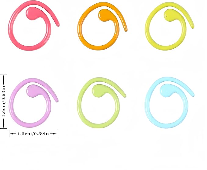 Wonafa 30pcs Spiral Stitch Markers for Knitting & Crochet, Metal, Adults