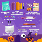 POP COCHE Halloween Crochet Kit for Beginners, Crochet Starter Kits for Adults, Amigurumi Craft Knitting Crochet Animal Kit with Step-by-Step Video Tutorials, Pumpkin Cat (40%+ Yarn)