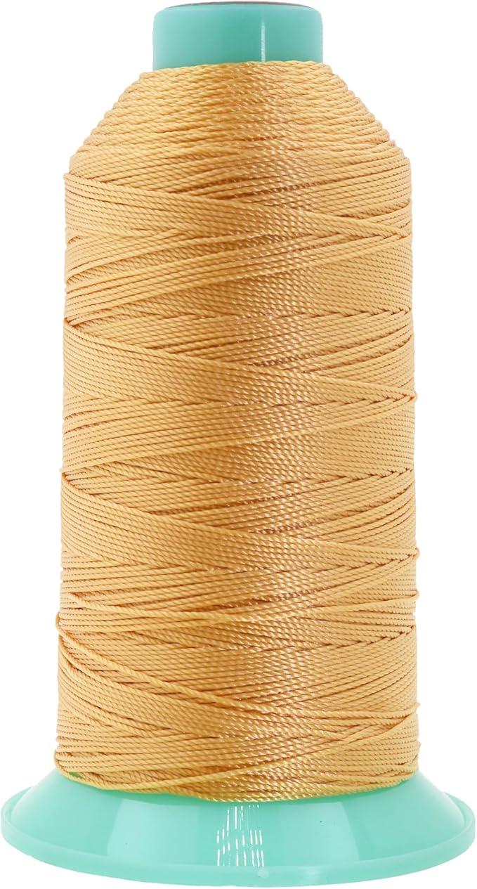 Mandala Crafts Bonded Nylon Thread Blonde Heavy Duty Sewing Threads - 415 YDs Size 346 210D T350 Tex 350 Thread for Leather Jeans Weaving Outdoor Marine Upholstery Threads