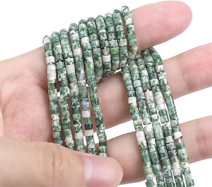 Natural African Jade Spacer Beads Caps Flat Round Loose Beads for Beading Jewelry Making 3mmx2mm 38cm
