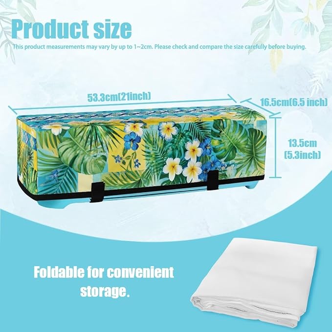 Binienty Dust Cover for Cutting Machine, Tropical Plumeria Pine Needle Leaf Stylish Scrapbooking Die-Cut Machine Cover with 3 Storage Pouch Craft Tool Organizer Holder