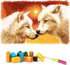 Latch Hook Kits for Adults - DIY Latch Hook Rug Kits for Kids, Crochet Kit for Beginners, Rug Making Kits with Printed Canvas, Gift Packaging.(White Wolf King, 20x15)