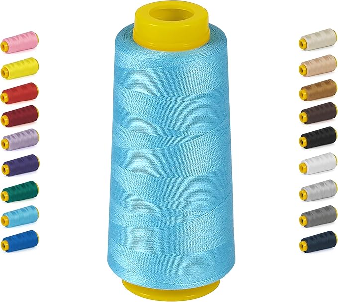 1800 Yards Blue Threads, All Purpose for Sewing, Serger Thread Cones, Polyester Thread 40s/2 for Serger&Overlock, Quilting, Piecing, Sewing Machine