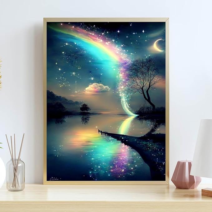 Starry Sky Cross Stitch Kits for Beginners Adults, Landscape Patterns Dimensions Needlepoint Art Crafts,Counted Cross Stitch Kits Embroidery Kits for Beginners Adults for Home Decor 11.8X15.7inch