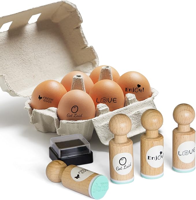 Egg Stamp, 4 Pcs, Egg Stamps for Fresh Eggs, Egg Stamper, 4 Unique Designs with Ink Pad Included, Egg Stamps for Fresh Eggs Personalized, Chicken Egg Stamp, Ideal for Egg Famers and Chicken Owners