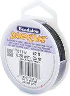 Beadalon Dandyline Bead Weaving & Stringing Thread, 0.28 mm / .011 in, Black, 25 m