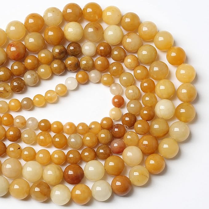 4MM 86PCS Natural Stone Yellow Jade Loose Beads for Jewelry Making DIY Bracelet 1 Strand
