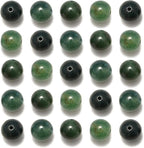 NCB 200PCS 8mm Natural Green Moss Agate Gemstone Round Spacer Loose Beads for Jewelry Making with Crystal Stretch Cord (Green Moss Agate, 8mm 200Beads)