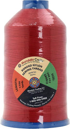 Mandala Crafts Bonded Nylon Thread Red Heavy Duty Sewing Threads - 1100 YDs Size 92 280D T90 Tex 90 Thread for Leather Jeans Weaving Outdoor Marine Upholstery Threads