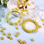 AIPRIDY European Large Hole Beads, Colorful Glass Charm Beads Set, Assorted Patterns and Designs (red+Green+lenmon)