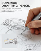 0.5mm Mechanical Pencil with Metal Gift Case, 1PCs Metal Mechanical Pencil with 120PCS HB Lead Refills,4B Erasers and 9PCS Eraser Refills, for Writing Drafting Drawing and Sketching(Silver)