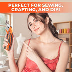 Pink Power Electric Fabric Scissors Box Cutter for Crafts, Sewing, Cardboard, Carpet, & Scrapbooking - Heavy Duty Professional Shears Cutting Tool - Automatic Cordless Scissors Fabric Cutter (Orange)