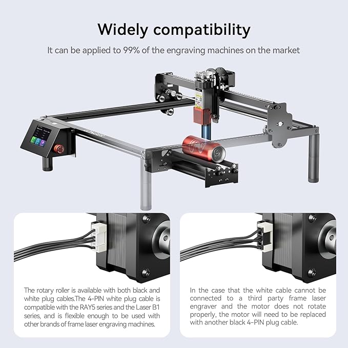 Longer Laser Engraver Rotary Roller, Y-axis Laser Engraver Attachment 360° Rotation, a Good Partner for Laser Engraving Machine， Compatible with Other Brands of Engraver