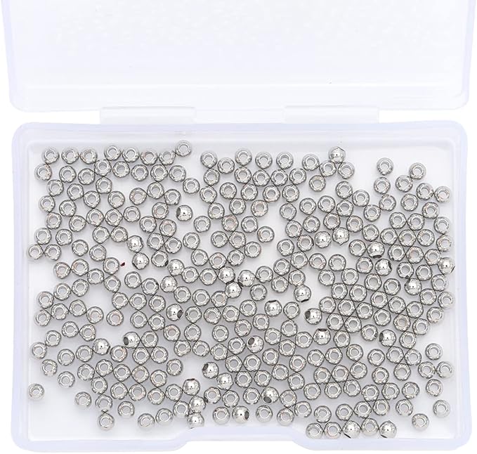 Platinum Plated Round Spacer Beads 3mm 300pcs for Jewelry Making Findings Non Tarnish