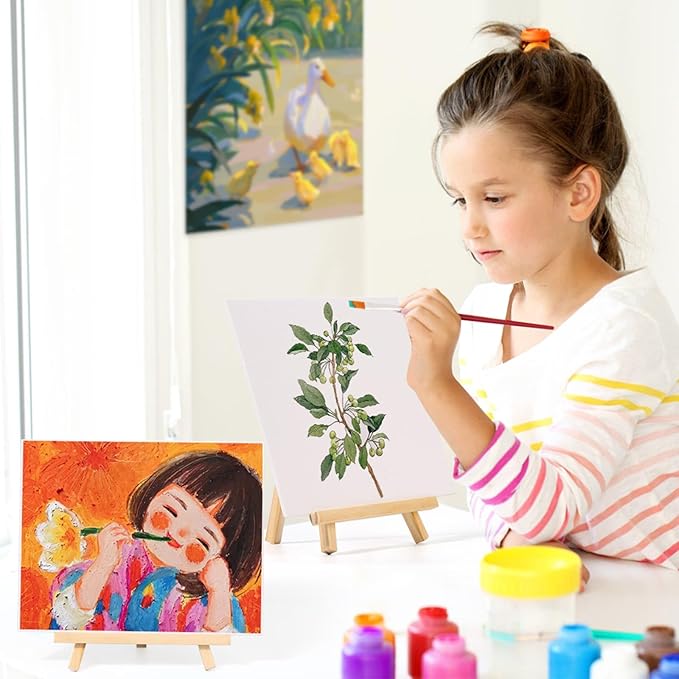 Canvas Boards with Easel for Painting 6 Pack 8 x 10 Inch Painting Canvas Panels with Pine Easels, Blank Canvas Beginner Kit for Acrylic Oil Watercolor Crafts Sip and Paint Art Party