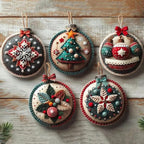 DIY Christmas Felt Patch Kit, Felt Christmas Ornaments, Craft Set with Pre-Cut Felts Sheets, Holiday Craft Kit for Family Fun, Beginner-Friendly, Handmade Xmas Decorations for Tree & Home (#F)