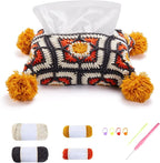 Noocro Crochet Kit Granny Square Tissue Holder, Complete DIY Kit with Detailed Instructions, Video Tutorials, for Beginners or Intermediate and Advanced Crocheters