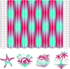 Tintnut Pink Blue Permanent Vinyl - 8 Sheets 12"x10"Gradient Adhesive Self Sticker, Ombre Glossy Self Sticker Water Proofing Vinyl Compatible with Cricut Or Silhouette