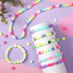 UPINS 1200Pcs Heart Shaped Beads Day Pastel Spacer Heart Beads for DIY Making Party Decoration Earrings Item Crafts Supplies