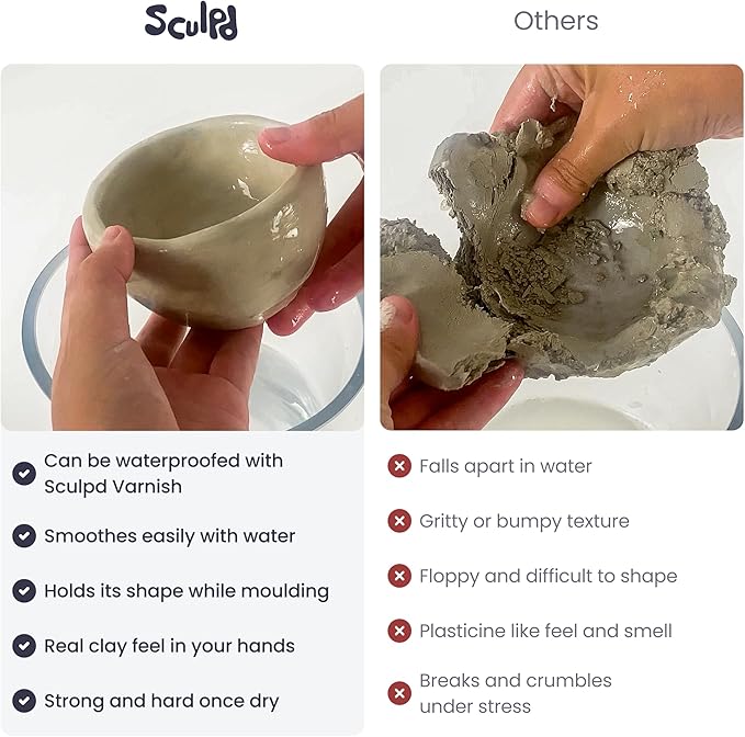 Sculpd Air Dry Clay - Premium Sculpting & Modeling Clay for Arts and Crafts - Self-Hardening Soft Clay for Adults, Teens, Kids Activities - Bulk Craft Supplies & Art Materials (2.2lbs Bulk Value Bag)