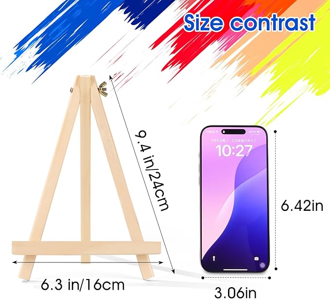 32 Pack 9 Inch Wood Easels, Easel Stand for Painting Canvases, Art, and Crafts, Tripod, Painting Party Easel, Kids Student Tabletop Easels for Painting, Portable Canvas Photo Picture Sign Holder