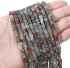 Natural Bloodstone Square Stone Beads 4x4mm 85pcs Cube Loose Semi Gemstone Beads for Jewelry Making Design