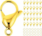 Mandala Crafts 11mm Gold Color Stainless Steel Lobster Clasps for Jewelry Making - 50 PCs SS Lobster Claw Clasps with Jump Rings Jewelry Findings Kit for Necklaces Bracelets Charms Fasteners