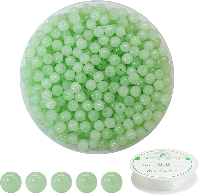 600pcs 6MM Mint Glass Beads Handcrafted Round Lampwork Smooth Loose Bracelet Beads for DIY Jewelry Making