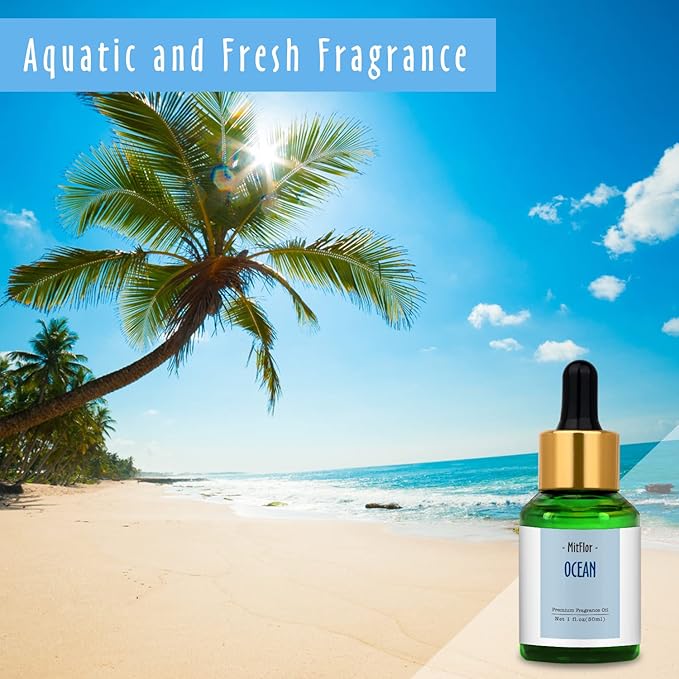 Ocean Fragrance Oil, MitFlor Single Scented Oil, Large Size Premium Grade Fragrance Oil for Diffuser, Soap & Candle Making Scent, Fresh Aromatherapy Oil for Home Fragrance, 30ml