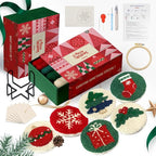 yuegool 6PCS Christmas Punch Needle Coasters Kit,Easy DIY Punch Needle Embroidery Kit for Beginners Adults Kids Including Patterns, Tools, Yarns, Hoop, Instruction, Coaster Holder Art Craft Supplies