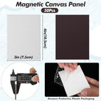 Engrowtic 50 Pcs Magnetic Painting Canvas Panel Mini Canvas Boards for Painting Mini Tile Art for Fridge Locker Art Crafts DIY(3 x 4 in,Rectangle)