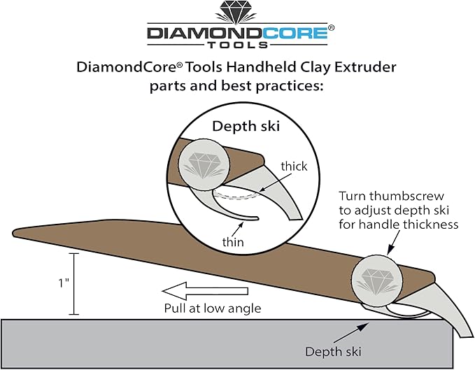 The Original DiamondCore Tools Handheld Extruder, Pottery Handle Making Tool, Clay Sculpting Tools, Slab Extruder Pottery Tool (R201 Sunrise XL)