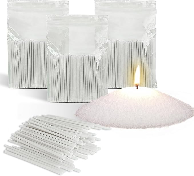 Pearled Candle Cotton Wicks 300-Pack for Sand Candles Making - 2Inch Metal-Free and Lead-Free Refill Sand Wax Wick for Candle Making DIY (White)
