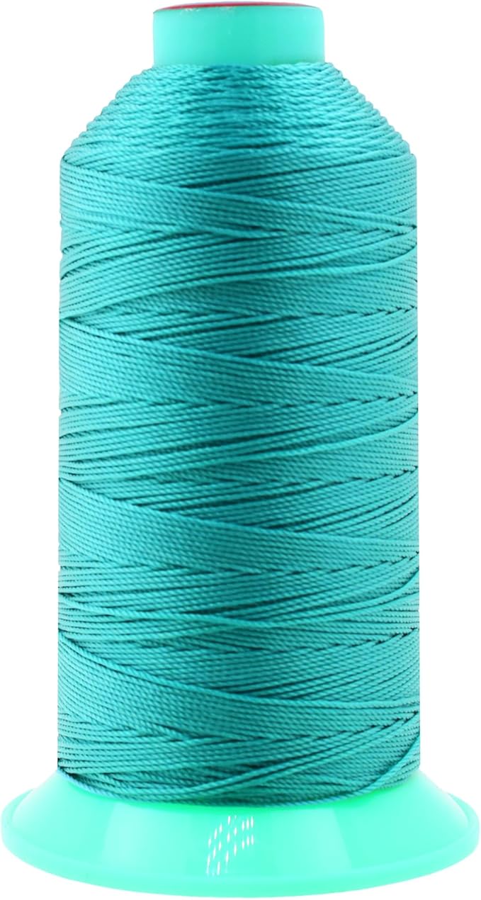 Mandala Crafts Bonded Nylon Thread Turquoise Heavy Duty Sewing Threads - 415 YDs Size 346 210D T350 Tex 350 Thread for Leather Jeans Weaving Outdoor Marine Upholstery Threads