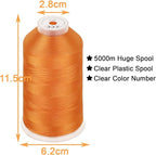 New brothread - Single Huge Spool 5000M Each Polyester Embroidery Machine Thread 40WT for Commercial and Domestic Machines - Reddish Brown
