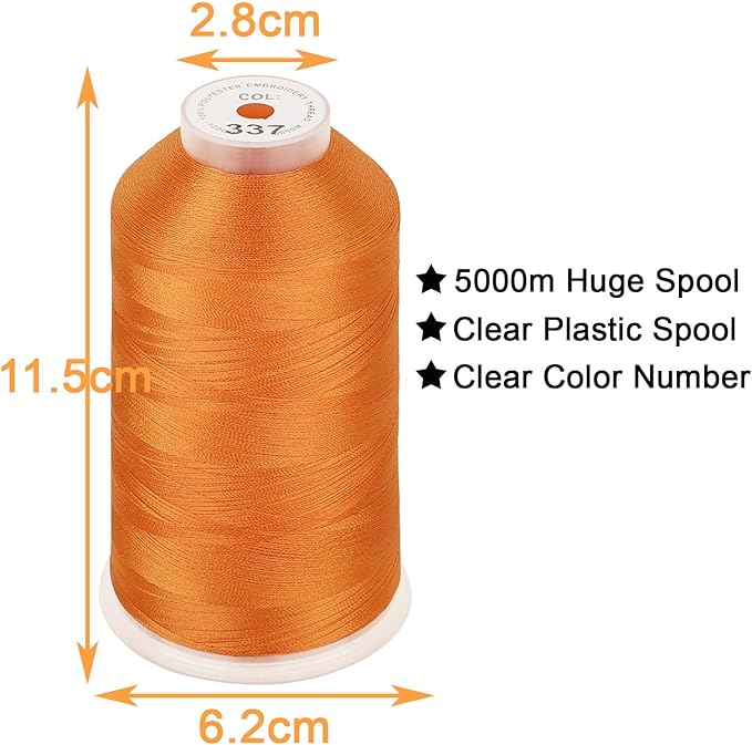 New brothread - Single Huge Spool 5000M Each Polyester Embroidery Machine Thread 40WT for Commercial and Domestic Machines - Reddish Brown