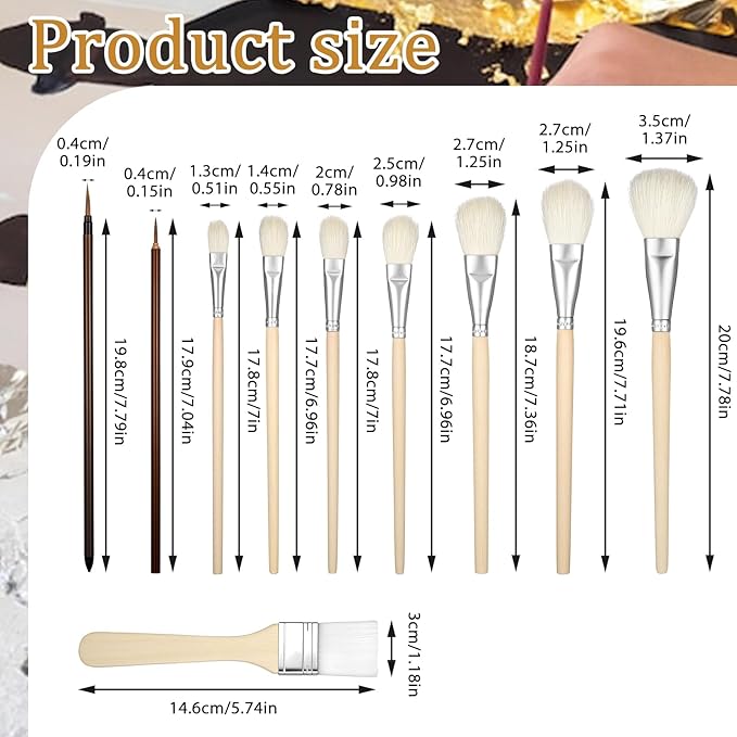 10 PCS Pottery Glaze Brushes Glazing Goat Hair Blending Brush Painting Ceramic Brushes Paintbrush Underglaze Brush Art Paintbrush Tool for Canvas Oil Pottery Canvas