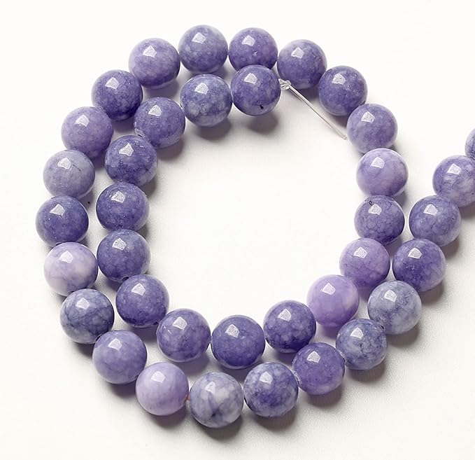10MM 38PCS Lavender Purple Chalcedony Stone Loose Beads for Jewelry Making DIY Bracelet Necklace