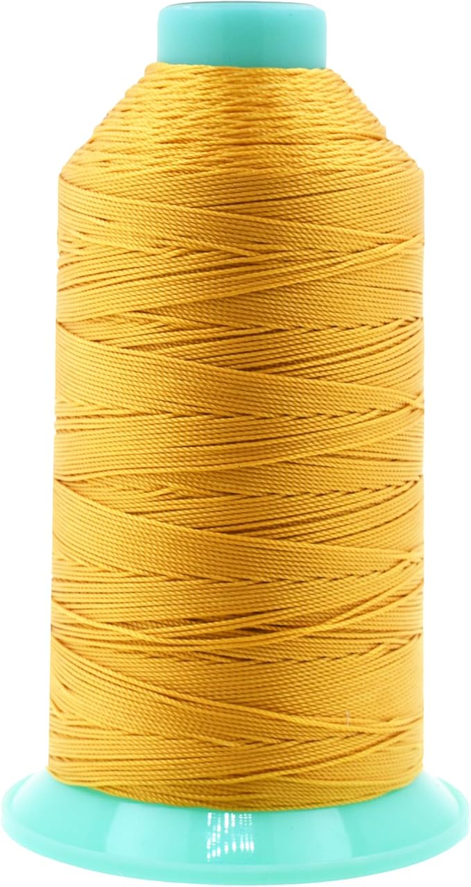 Mandala Crafts Bonded Nylon Thread Gold Heavy Duty Sewing Threads - 800 YDs Size 277 840D T270 Tex 270 Thread for Leather Jeans Weaving Outdoor Marine Upholstery Threads