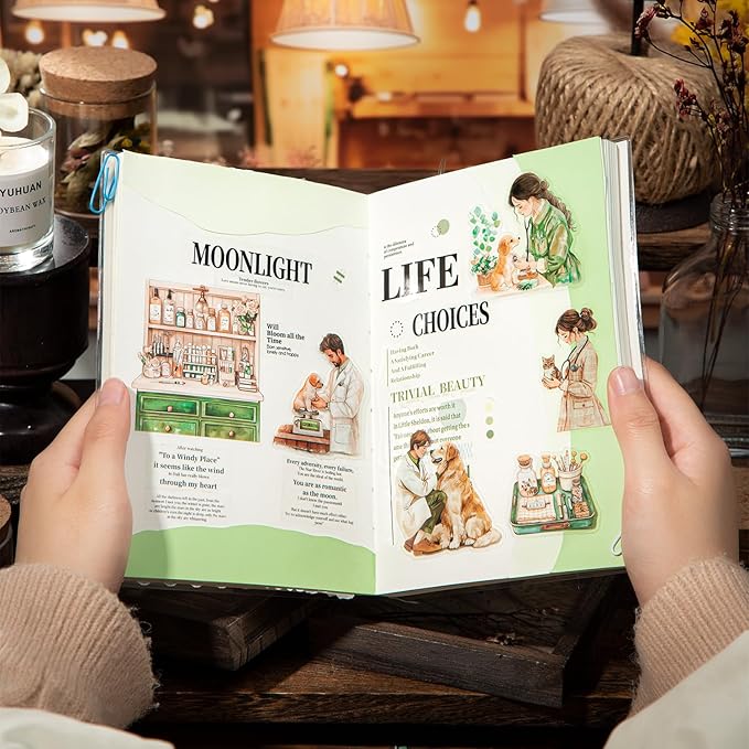 TIAMECH Girl Dreamer Professional PET Stickers - 90 Pcs Countryside Weaving Dream Design, Waterproof Sticker for Journaling & Scrapbooking, Junk Journal Supplies, Ephemera & DIY Crafts