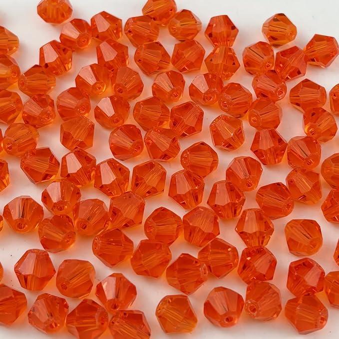 500pcs 3mm Bicone Glass Crystal Beads for Jewelry Making, Faceted Bicone Glass Spacer Beads for Bracelet Earring Necklace DIY Craft(Orange)
