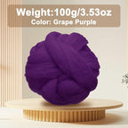 uxcell 3.53oz Wool Roving Yarn, Needle Felting Wool Fiber DIY Craft Needle Wet Felting Supplies for Blending Weaving Handcrafts, Grape Purple
