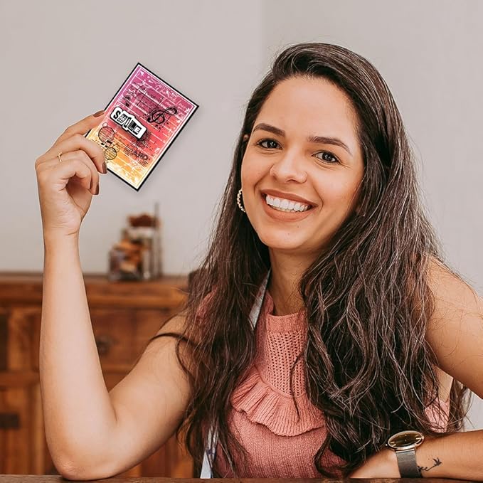 GLOBLELAND Vintage Frame Music Note Clear Stamps 5.9x8.3inch Retro Stain Background Embossing Stamp Silicone Clear Stamps Seal for DIY Scrapbooking and Card Making Paper Craft Decor