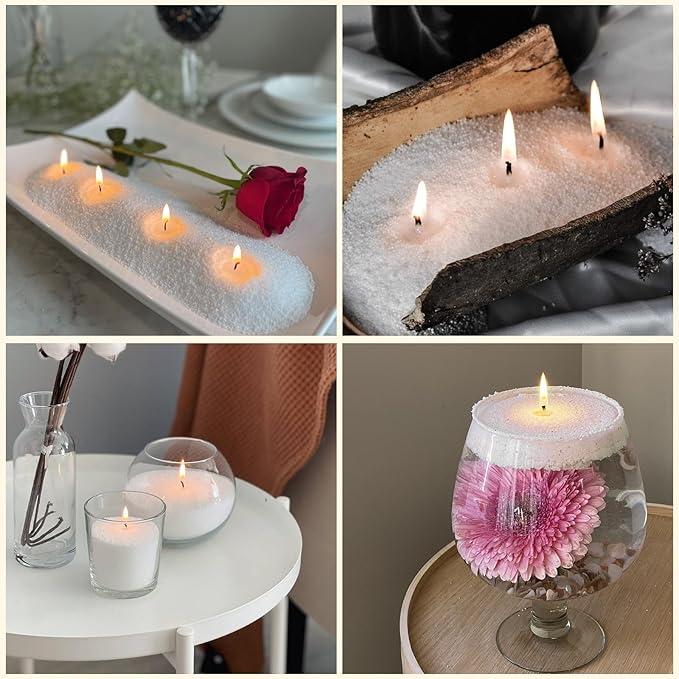 KONNI Pearled Candles Sand and 15 Wicks Making Kit, Soy Wax Beads for Candles, Non-Toxic Refillable DIY White Pearled Candle Sand for Home Decor, Gifts, Weddings, Party (0.66 lb)