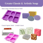 Soap Making Kit for Beginners | 4.5LBS Melt & Pour Soap Base - Shea Butter, Clear Glycerin & Goat Milk, All-in-one Soap Kit w/Molds Fragrances Colors Soap Making Tools & Supplies for Adults (Premium)